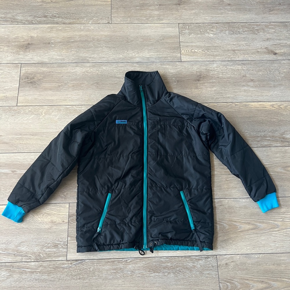 Vintage Reversible 90s Columbia Ski Bomber | Black and Teal Turquoise | Unique!